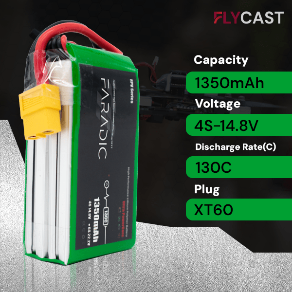 FARADIC 1350 mAh 4S 130C 14.8V LiPo FPV Battery with XT60 - Image 2