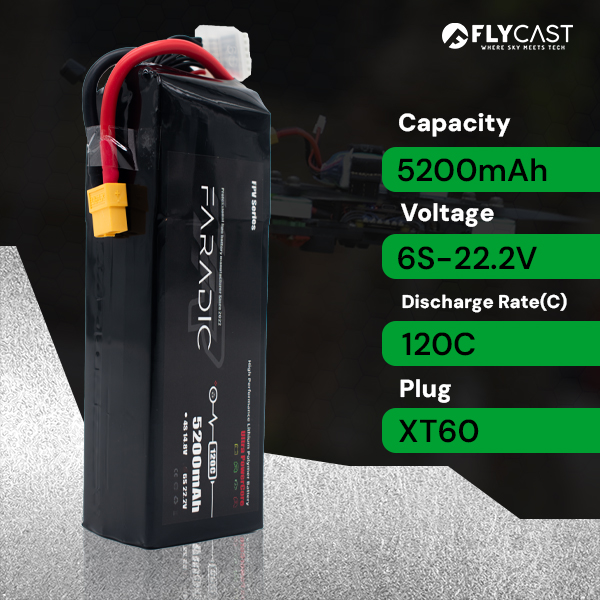 Buy FARADIC 5200mAh 6S 22.2V 120C LiPo – Best Drone Battery 5200mAh | Flycast