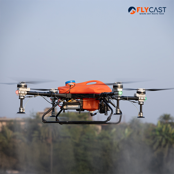 Modern quadcopter drone in flight – commonly used with rechargeable Herewin batteries