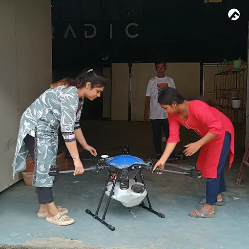 Agricultural drone assembly at the workshop