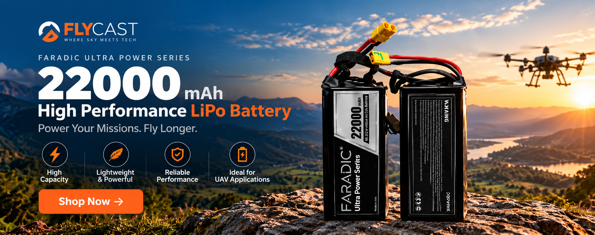 Faradic 22000 mAh high performance LiPo battery promotion